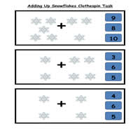 Adding Up Snowflakes Clothespin Task