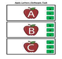 Apple Letters Clothespin Task