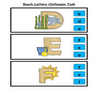 Beachy Letter Match Clothespin Task