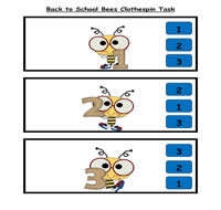 Back to School Bees Number Clothespin Task