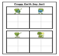 Froggy Earth Day Four Column Sorting Task