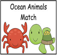 Ocean Animals Match File Folder Game