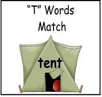 "T" Words Match File Folder Game