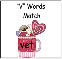 "V" Words Match File Folder Game
