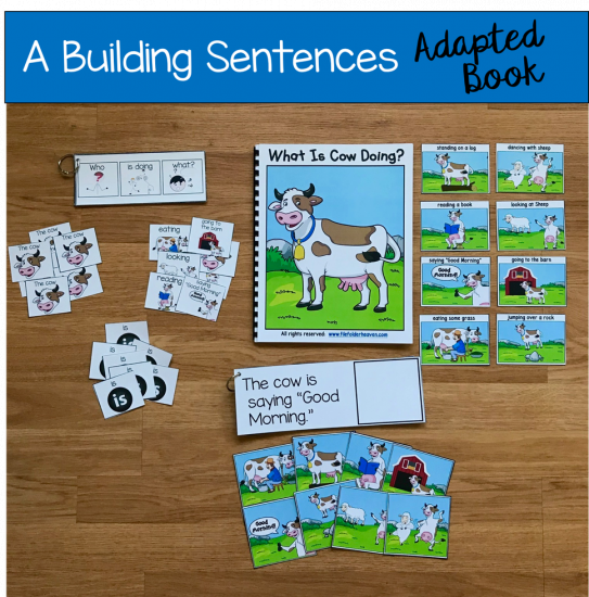 Sentence Builder Book: \"What Is Cow Doing?\"