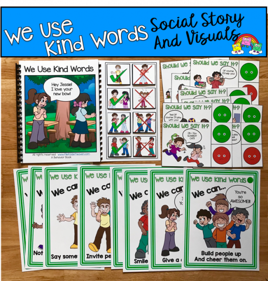 We Use Kind Words Social Story Unit 4 50 File Folder Games At File Folder Heaven Printable Hands On Fun