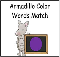 Armadillo Color Words Match File Folder Game