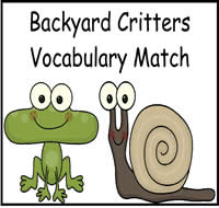 Backyard Critters Vocabulary Match File Folder Game