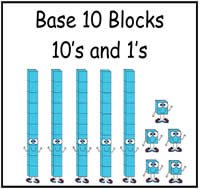 Base Ten Blocks: How Many 10\'s and 1\'s File Folder Game