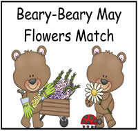 Beary-Beary May Flowers Match File Folder Game