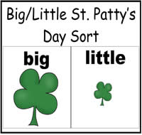 Big and Little St. Patty\'s Day Sort File Folder Game