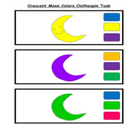 Crescent Moon Colors Clothespin Task