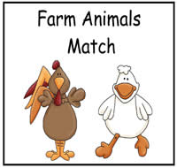 Farm Animals Match File Folder Game