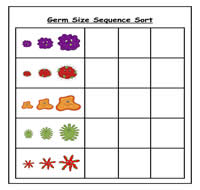 Germs Sizes Sequence Cookie Sheet Activity