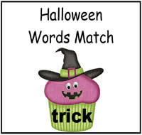 Halloween Words Match File Folder Game