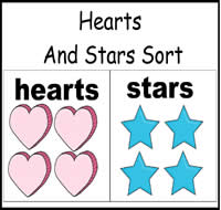 Hearts and Stars Sort File Folder Game