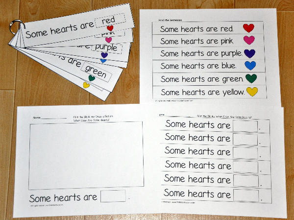 Colored Hearts Fluency Flipstrips Activities