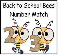 Back to School Bees Number Match File Folder Game