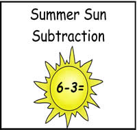 Summer Sun Subtraction File Folder Game