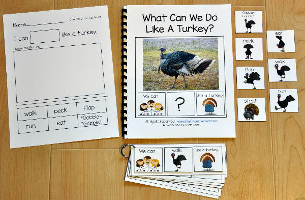 Sentence Builder Adapted Book--\"What Can We Like a Turkey?\"