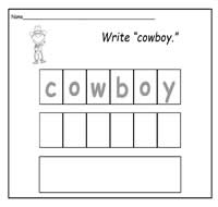 Handwriting Practice sheets Set 21: Cowboy Words