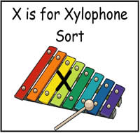 X is for Xylophones Sort File Folder Game