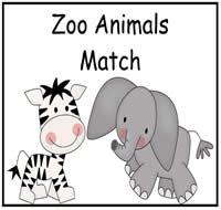 Zoo Animals Match File Folder Game